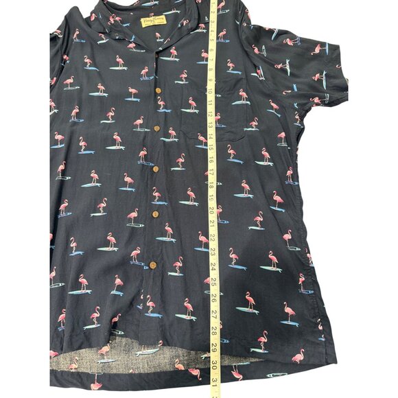 Kenny Flowers Shirt Island Classics Button-Up Blue Pink Flamingo Print Mens XL - Picture 6 of 7
